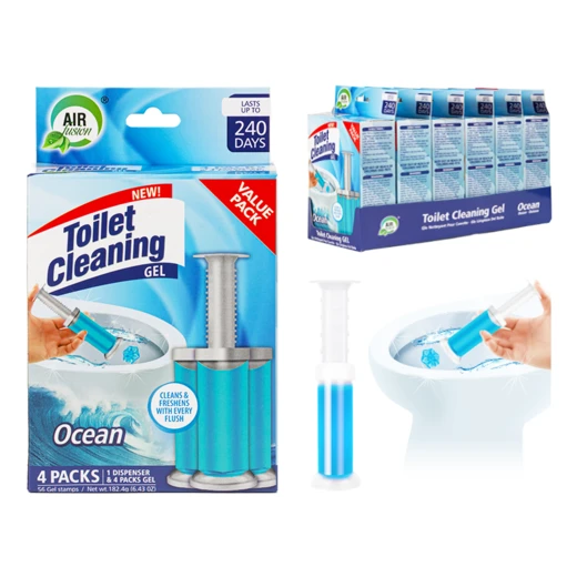 60128, Air Fusion Toilet Cleaning Gel 6.43oz 4PK – Ocean, 191554601284