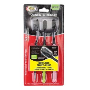 68020, Oral Fusion Toothbrush 3PK Charcoal, 191554680203