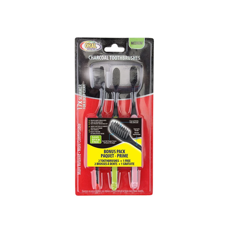 Oral Fusion Toothbrush 3PK Charcoal