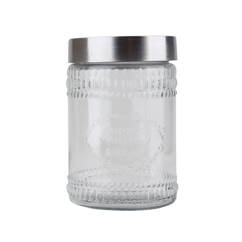 Glass Jar Chrome Lid 900ml Tall