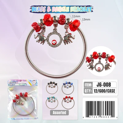 J6-008, BANGLE & BEADS BRACELET, 887257840012