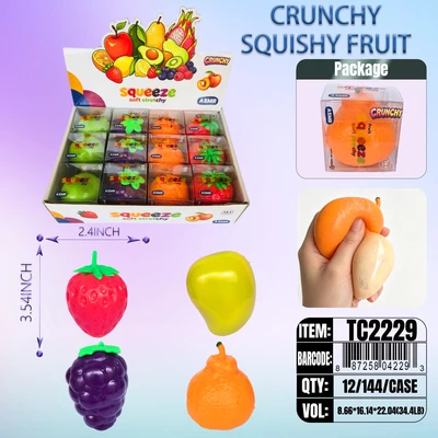 TC2229, CRUNCHY Squishy  Fruit Assorts 3" to-5', 887258042293