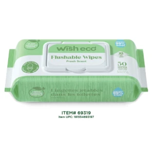 69319, Wish Eco Flushable Wipes 50ct Fresh Scent, 191554693197