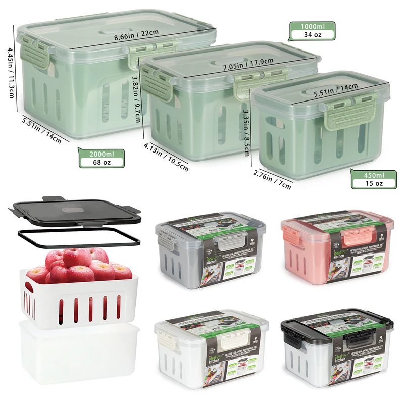 Ideal Kitchen Nested Colander container Set 9PK