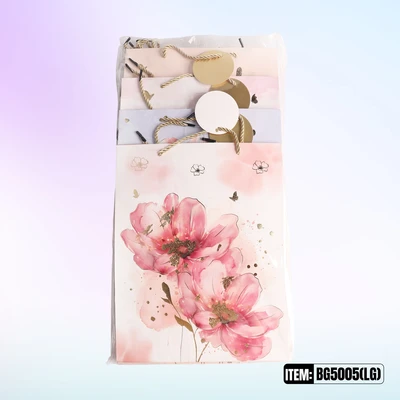 BG5005-LG, General Gift Bags LG.Assorted x4  10.2"x3.9"x12.6", 887257150142
