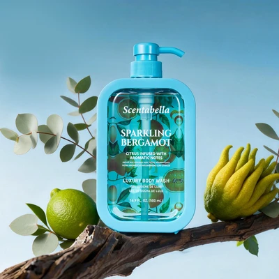 60662, Scentabella Body Wash 16.9oz – Sparkling Bergamot, 191554606623