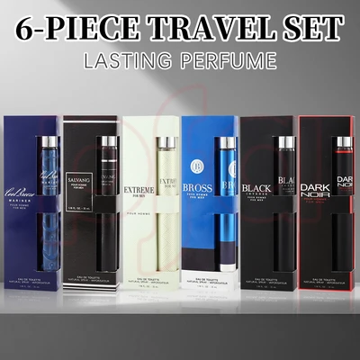 88815, Men's Eau De Toilette Cologne Set 1.18 oz/ 35 ml, 6 Scents Black Intense/Bross/Cool Breeze Mariner/Dark Noir/Extreme/Salvang Travel Set - United Scents, 191554882591