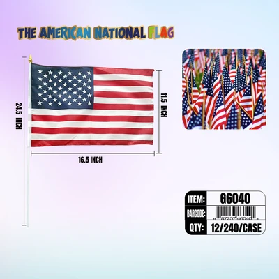 G6040, American Hand-Flag 12"x17.7", 887257460401