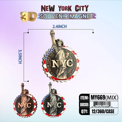 MY669, New York Souvenir M. Metal Magnet, 887257916694