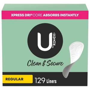 KPL129CSR, Kotex Panty Liner 129Count Clean & Secure Regular, 036000423358