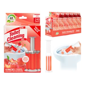 60132, Toilet Cleaning Gel 4 Pack Clean Peach Scent 6.43oz with 56 Stamps - Air Fusion, 191554601321