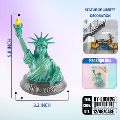 NY-LB012G, STATUE OF LIBERTY Green Short Body 5.8", 887257900129