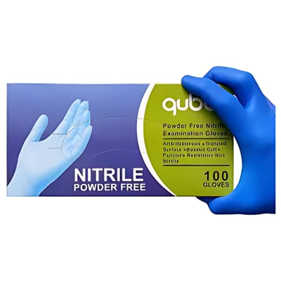 QNG-S, Qube Powder Free Blue Nitrile Exam Gloves 100CT Size: Small, 5055919607579