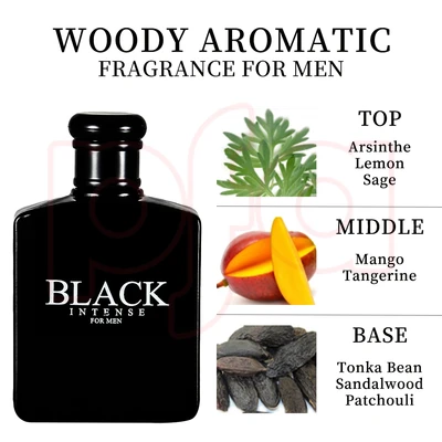 88200, Eau de Parfum 3.4 oz/100 ml Black Intense for Men - United Scents, 191554882003