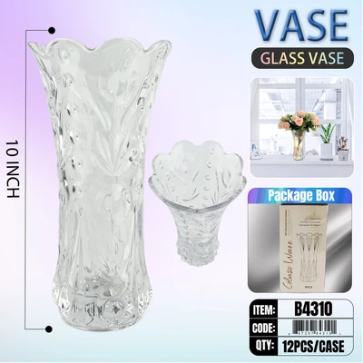 B4310, Glass Flower Vase 10", 887257643101