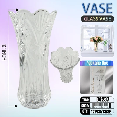 B4237, Glass Flower Vase 12", 887257642371