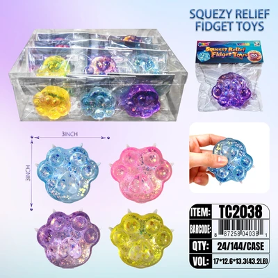 TC2038, Sugar Squeezy Relief Fidget Toys Cat Paw  2.36"x2.76", 887258040381