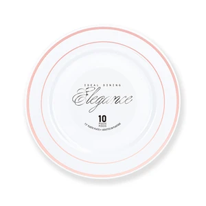 36213, Elegance Plate 7.5" White + 2 Line Stamp Rose Gold, 191554362130