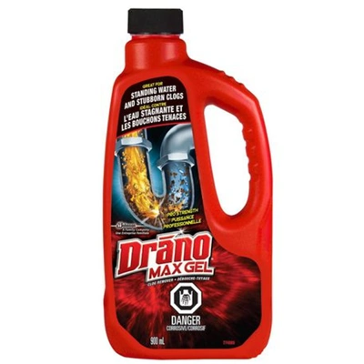 DL900M, Drano Liquid 900ml MAX (30.4oz) Drain Cleaner, 059200007234