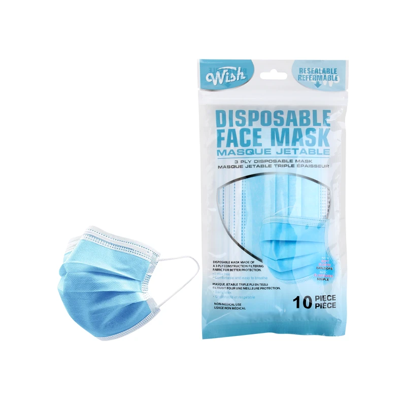 Wish Disposable Face Mask 10Pcs Print Bag