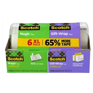 SMT-6, 3M Scotch Magic Tape/Gift Wrap Tape,6600" Total.6-pack, 051131862418