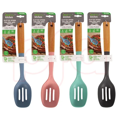 56393, Ideal Kitchen Silicone w/ Wood Handle  Slotted Spoon, 191554563933