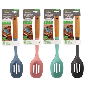 56393, Ideal Kitchen Silicone w/ Wood Handle  Slotted Spoon, 191554563933
