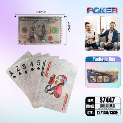 S7447, Playing Card Souvenir Silver $100 Dollar, 887257374470