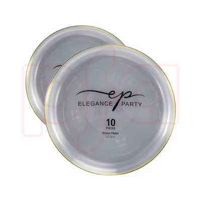 36277, EP Edge 10PK 10.25" Dinner Plate Clear+Gold, 191554362772