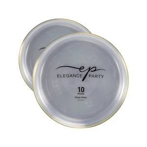 36277, Elegance Party Edge 10PK 10.25" Dinner Plate Clear+Gold, 191554362772