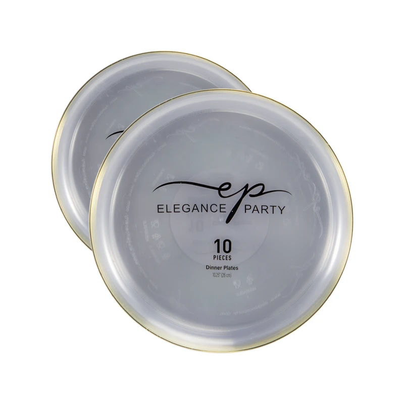 Elegance Party Edge 10PK 10.25" Dinner Plate Clear+Gold