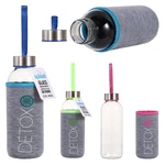 58104, Splash Glass Bottle 12.85oz Sleeve Detox Holder Chrome Top, 191554581043
