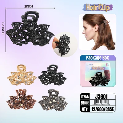 J3601, Hair Clip 2″ Inch with Diamond Assorted, 887257836015