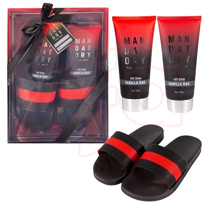 88716, MANDATORY Men's 3pcs Black Red Slipper Set, 191554887169