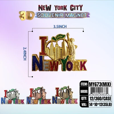 MY673, New York Souvenir M. Metal Magnet, 887257916731