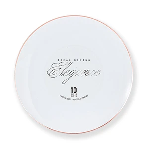 36228, Elegance Plate 9" White + Rim Stamp Rose Gold, 191554362284
