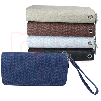 91130, CC Wallet Dual Zipper Textured Waves, 191554911307