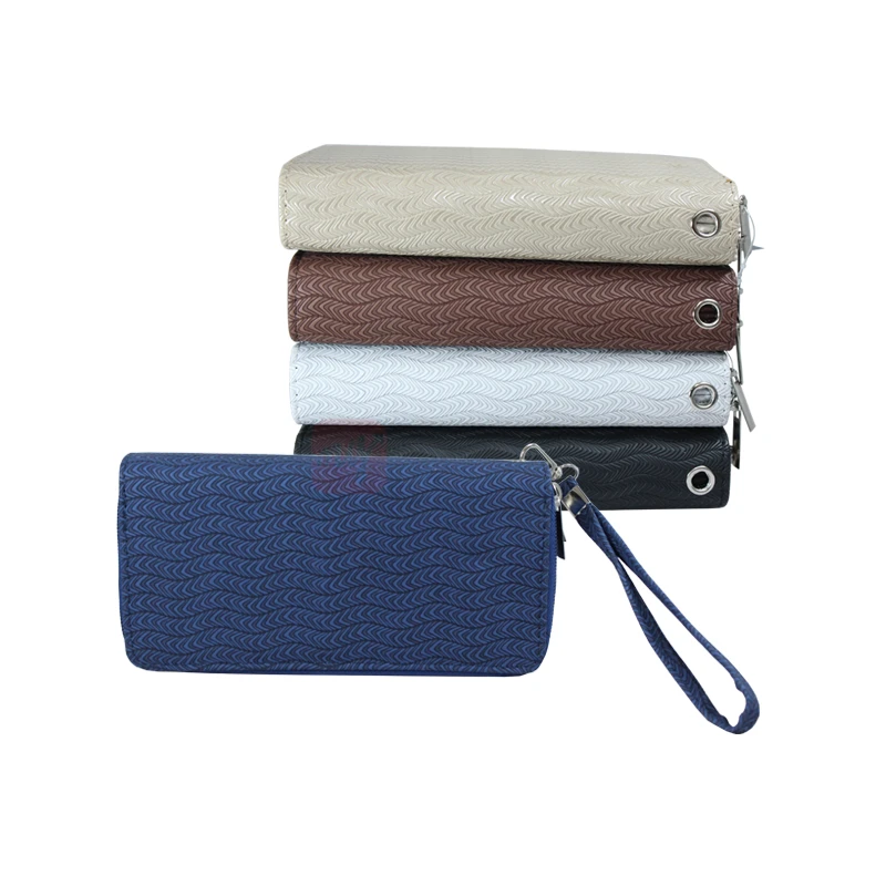 CC Wallet Dual Zipper Textured Waves