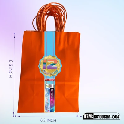 KG1001SM-O04, Kraft Bags SM. Orange 8.6"x6.3"x3.1", 887258100047