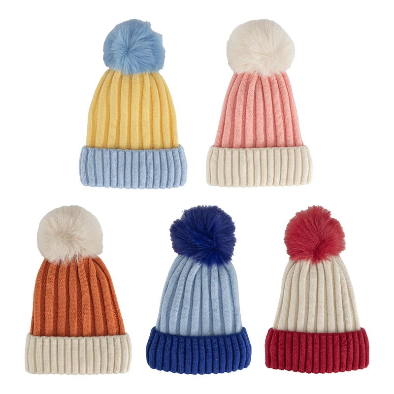 MORGAN & MONROE Kids Pom Hat w/ Fur Lining