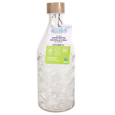 33214, Splash Glass Water Bottle 35.5 oz, 191554332140