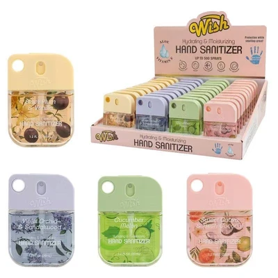 60381, Wish Hand Sanitizer Spray 1.2oz with PDQ (4) Sweet Guava/Black Plum/Cucumbe Melon/Violet Orchid, 191554603813