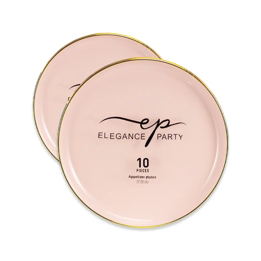 36310, Elegance Party Edge 10PK 7.5" Dinner Plate Blush+Gold, 191554363106