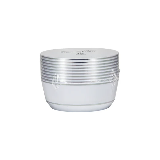 36357, Elegance Party 10PK 8oz Dessert Bowl White+Silver, 191554363571