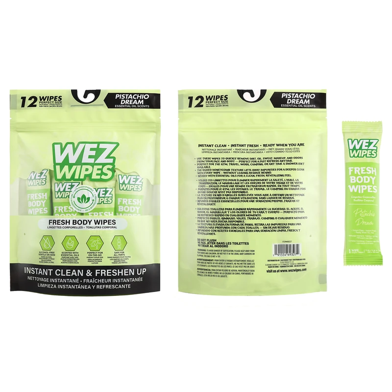 WEZ WIPES Fresh Body Wipes 12pcs Pistachio Dream