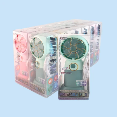 W3480, Rechargeable Portable Fan Assorted Color/PDQ, 887257734809