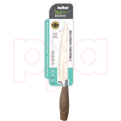 33063, Ideal Kitchen w/ Wood Handle Bread Knife, 191554330634