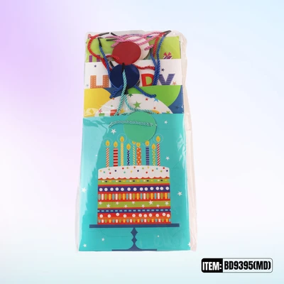 BD9395-MD, Birthdays Gift Bags MD. Assorted x4 Styles  7.1"x3.9"x9", 887257130519