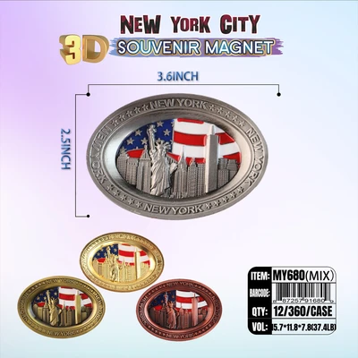 MY680, New York Souvenir M. Metal Magnet, 887257916809