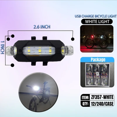 ZF357-WHITE, BIKE White USB Recharge Rear Light, 887257003578